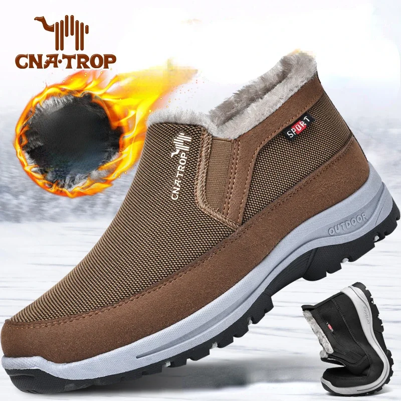 Winter Warm Retro Loafers Snow Boots Plush Thickened Heated Dad Shoes Outdoor Large Size Non-slip Comfortable Casual Shoes