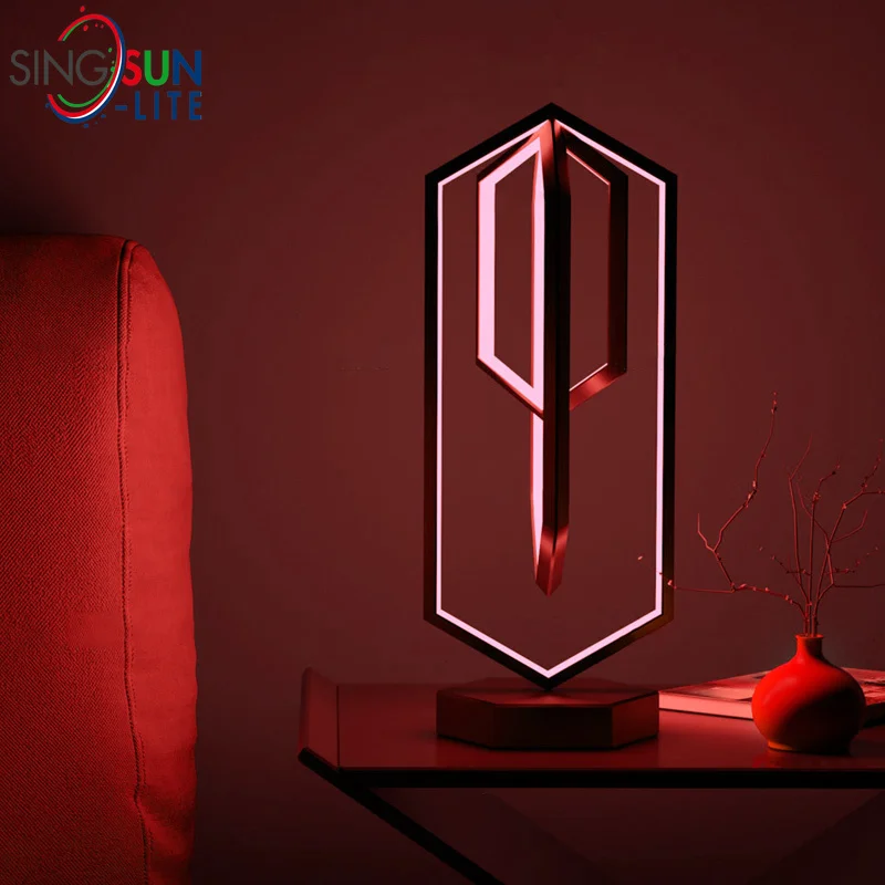 RGB Polygon Remote Control Desk Lamp APP Music Rhythm Atmosphere Lights LED Living Room Bedroom Bedside Table Desktop Decoration