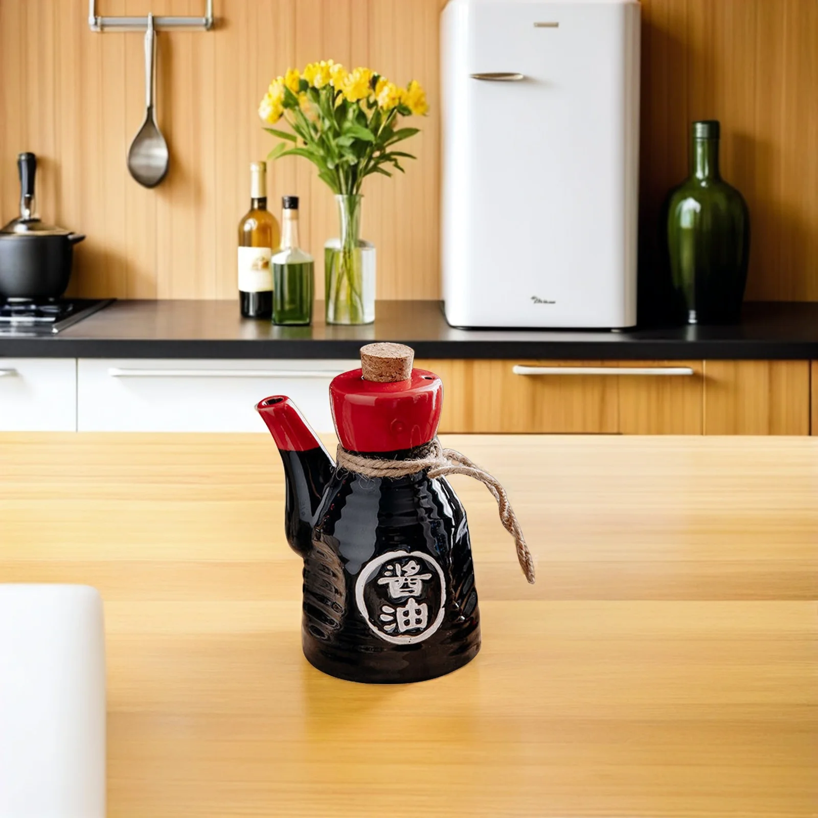 

Ceramic Condiment Bottle Japanese Style Oil Pot High-Class Ceramic Seasoning Dispenser for Kitchen Easy to Clean and Use