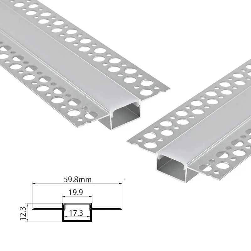 59.8x12.3mm Embedded Aluminium LED Strip Profile Light Suitable for Ceilings Living Room Decor Led Channel Strip