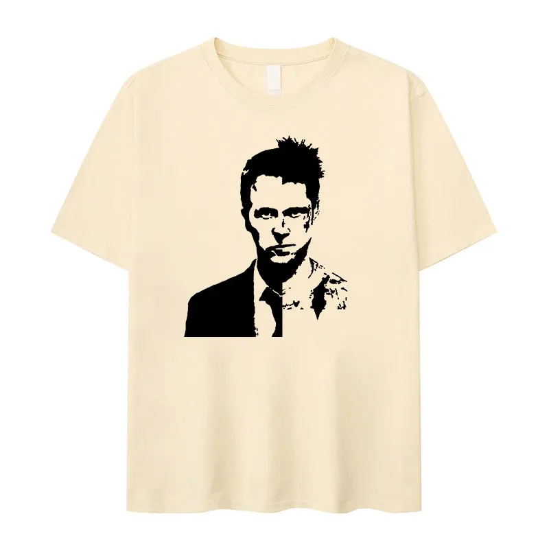 Classic Movie Fight Club Graphic T Shirt Men\'s Retro Fashion Short Sleeve T-shirts Tops 100% Cotton Oversized T-shirt Streetwear