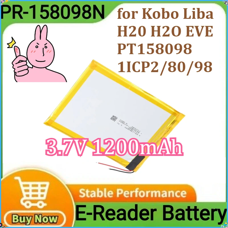 

New PR-158098N for Kobo Liba H20 H2O EVE PT158098 1ICP2/80/98 Electronic E-book Reader Replacement Battery 3.7V 1200mAh