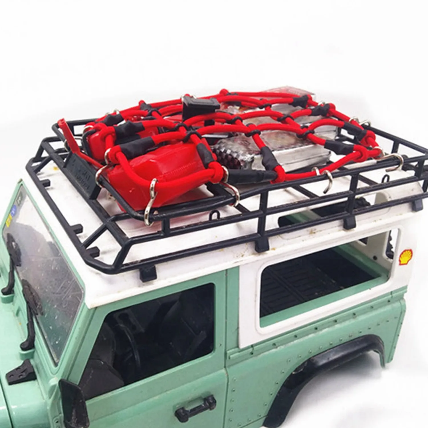 B24C-5 قطع RC جزء السيارة: 4 قطع Rc سيارة معدنية محور عجلات عجلات حافة و 1 قطعة شبكة أمتعة مرنة أسود