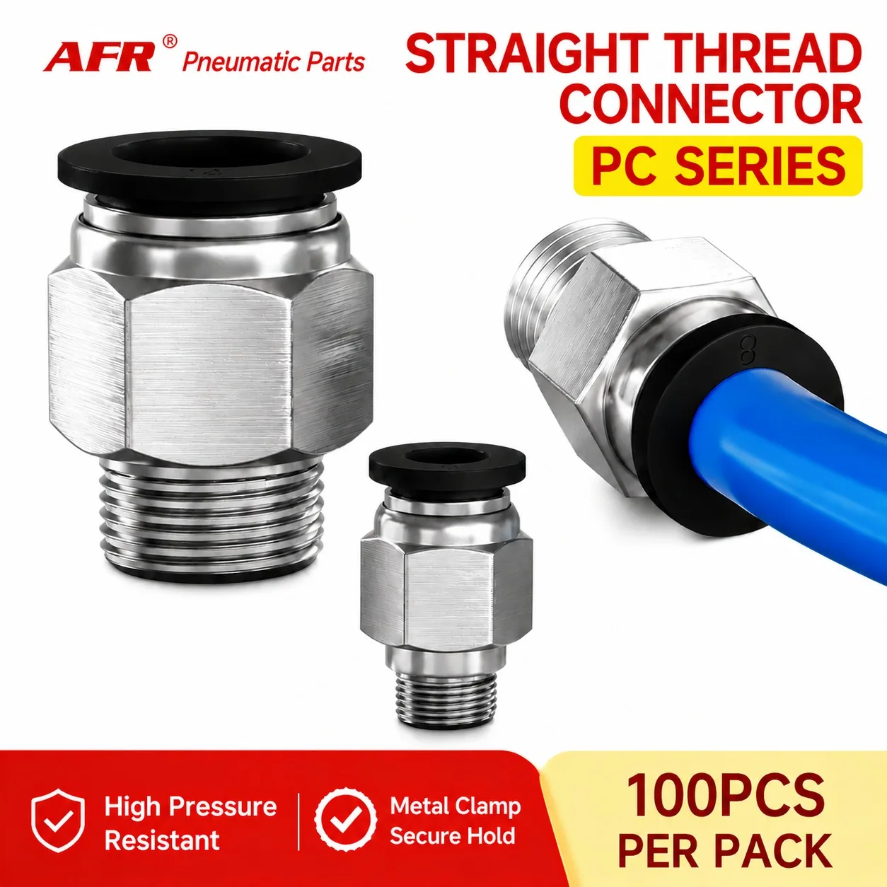 100Pcs PC Pneumatic Fitting PT Thread Cylinder Solenoid Valve Push In Quick Connect Air Tube 4 6 8 10 12mm-M5 01 02 03 04