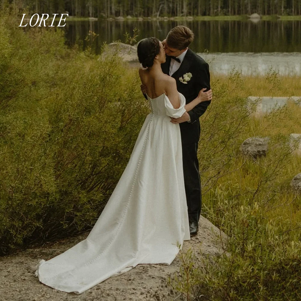 ローリー高級 A ラインのウェディングドレスエレガントなオフショルダーブライダルドレスミニマリスト気質のウェディングドレスカスタマイズされた 2026