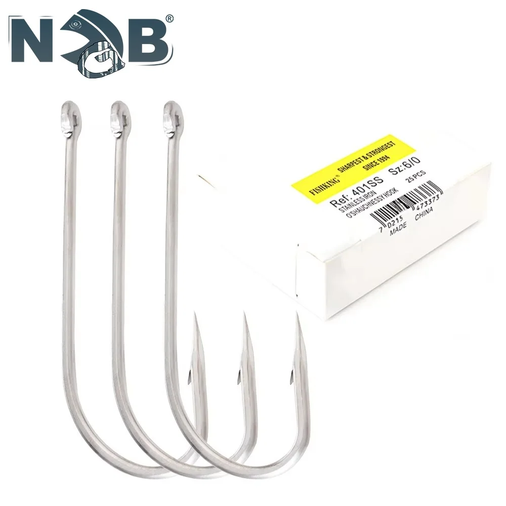 NGB 25-50PCS High Carbon Steel Fishing Hooks With Ring 401SS O\'SHAUCHNESSY Hook Barbed Fishhook 6/0#-1/0# 1#-8# Accessories