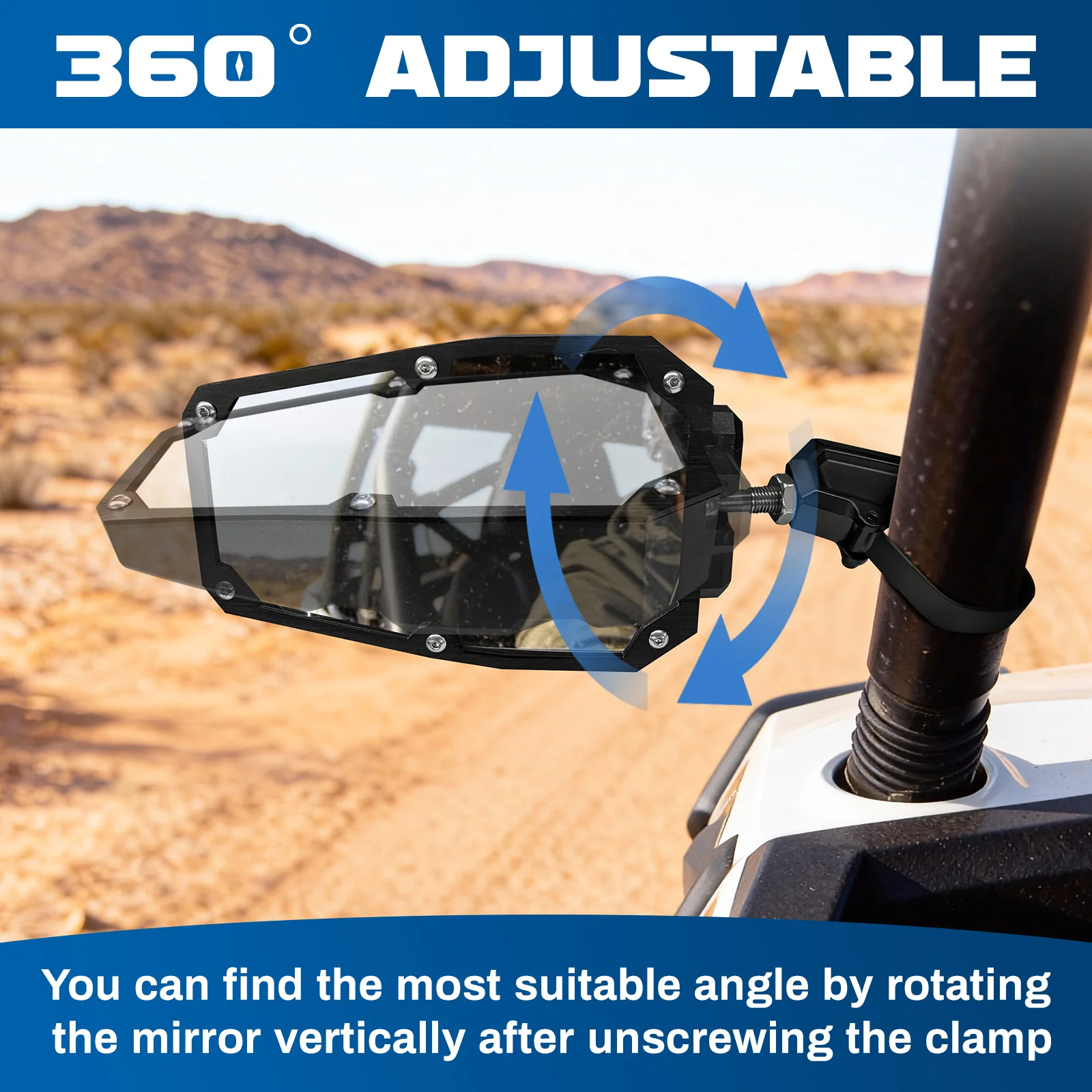 2pcs UTV 1.5" Mirrors Side Rear View Mirrors for Polaris RZR Ranger Can-Am Maverick X3 Commander Defender Honda Pioneer 1000