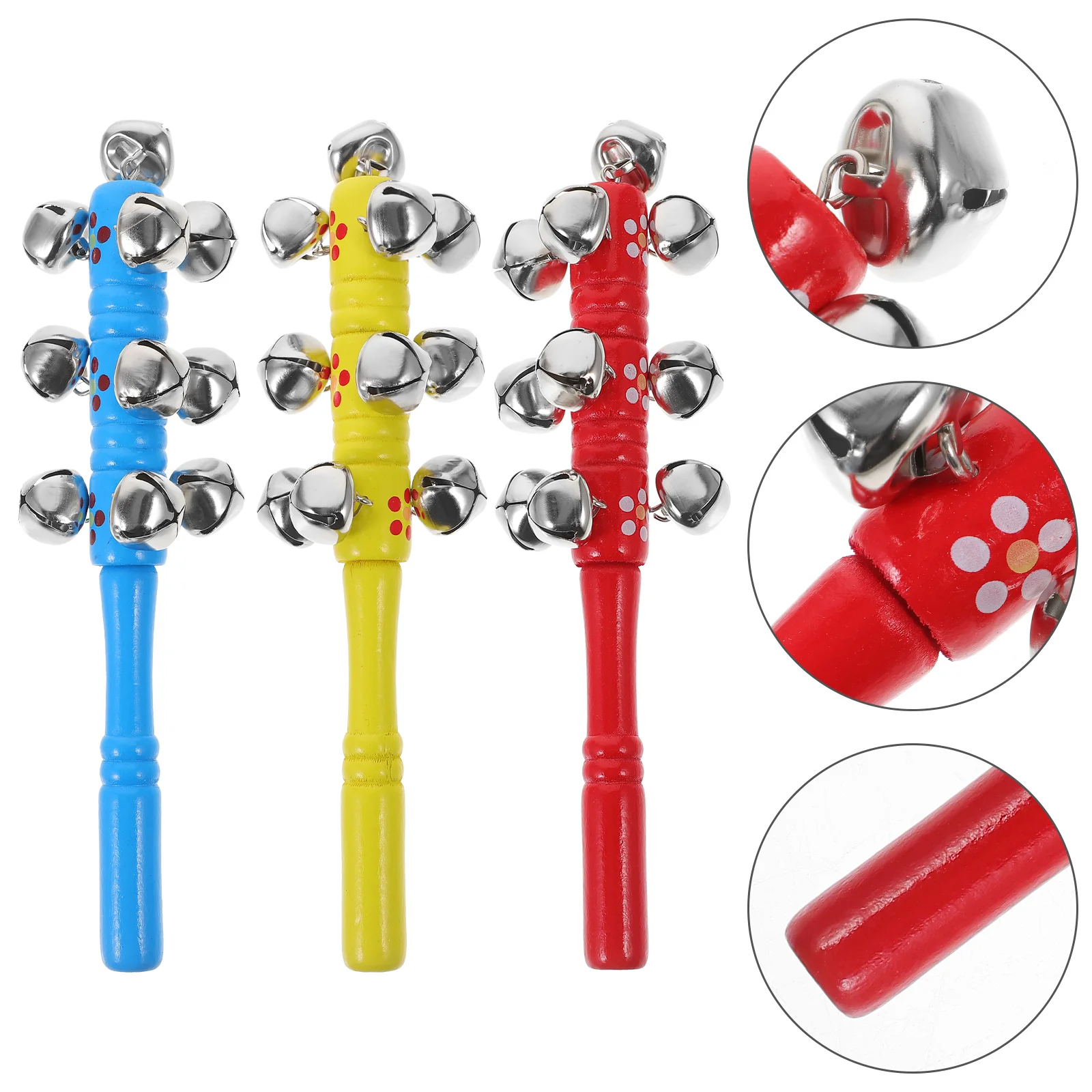 3 ชิ้น Rainbow Bell Shaker ของเล่นเด็กทารกแรกเกิดการศึกษาก่อนวัยเรียนคริสต์มาส Jingle Hand Bells เครื่องดนตรีเด็ก