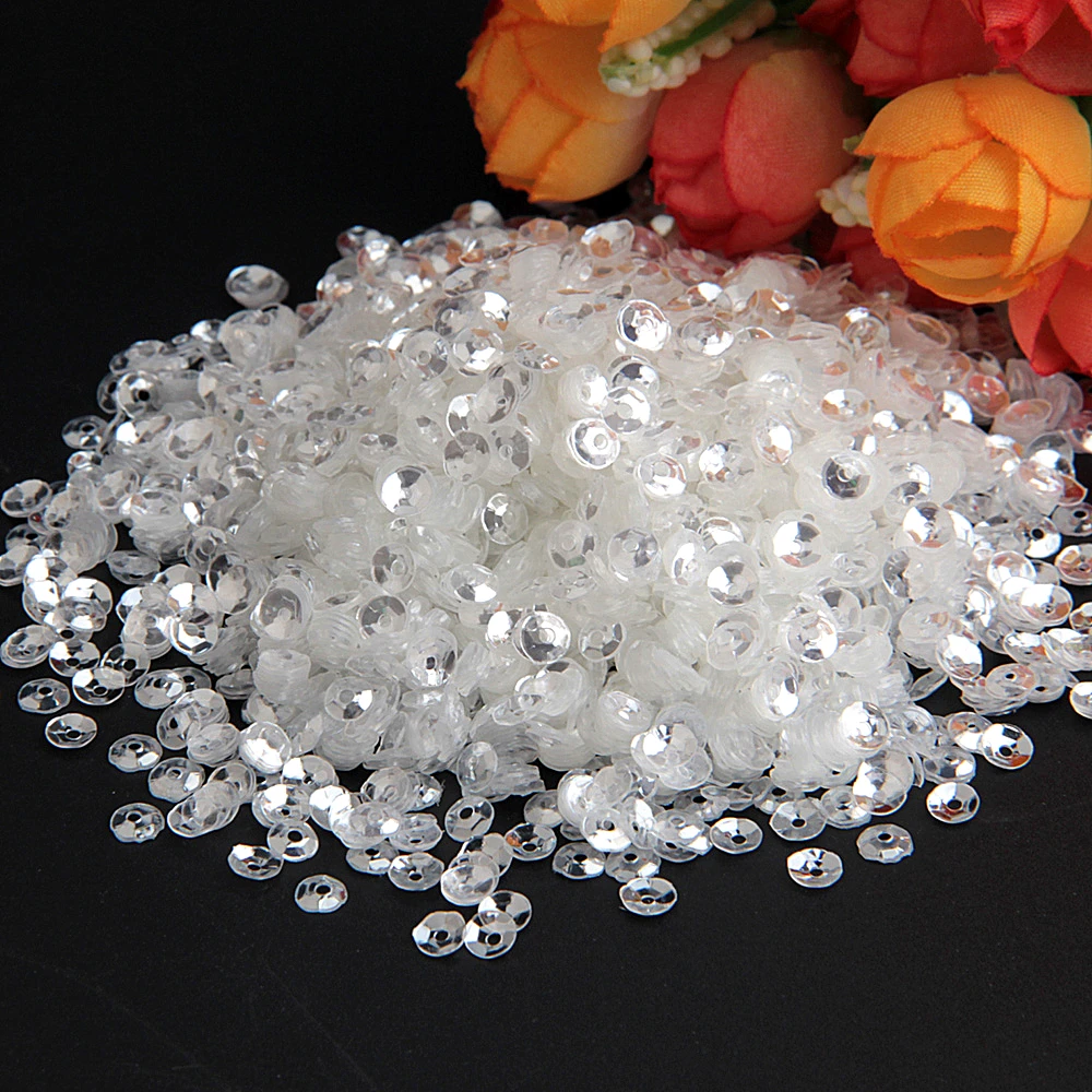 Sequin Crystal Transparent 3mm 4mm 5mm 6mm Pvc Round Flat Cup Loose Sequins Paillette Sewing Wedding Craft DIY Accessories 10g