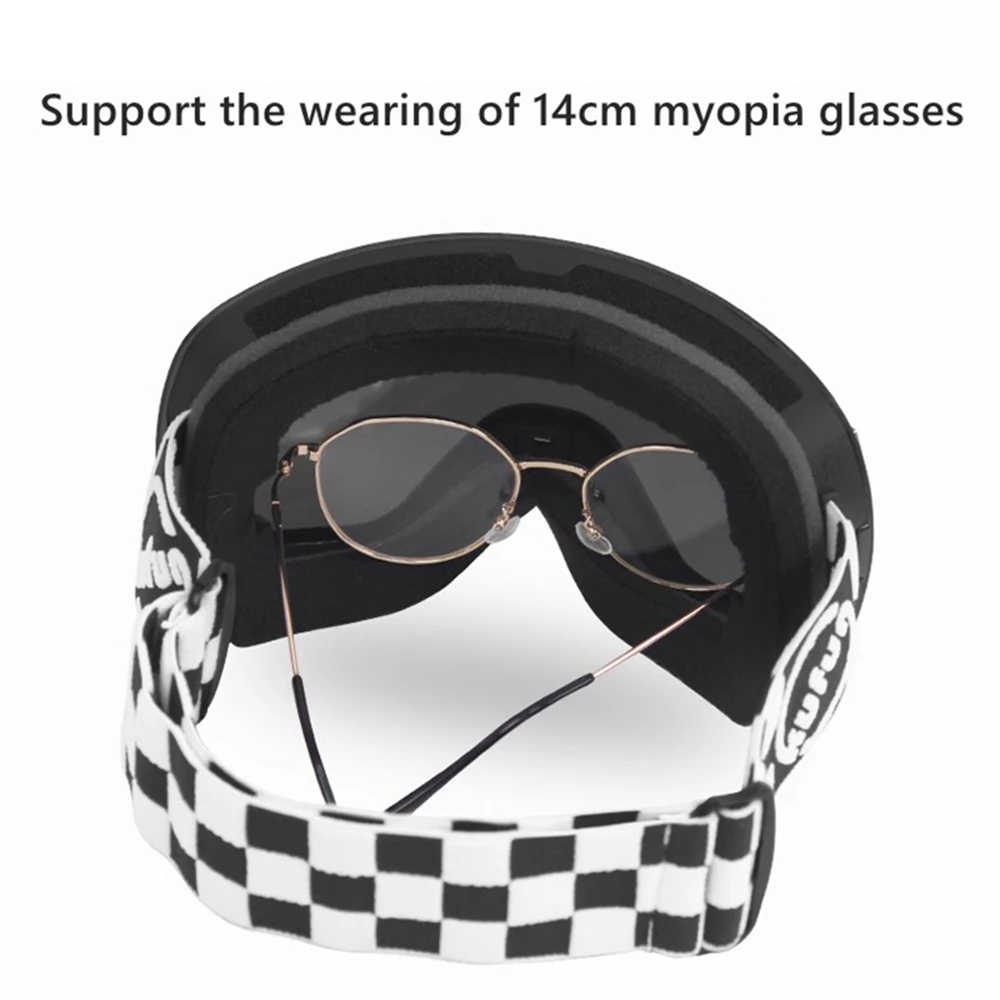 KUFUN Cylindrical Ski Goggles Windproof HD Anti-fog With Case Support Myopia Glasses Winter Sport Snowboard Adult Men Woman Lady