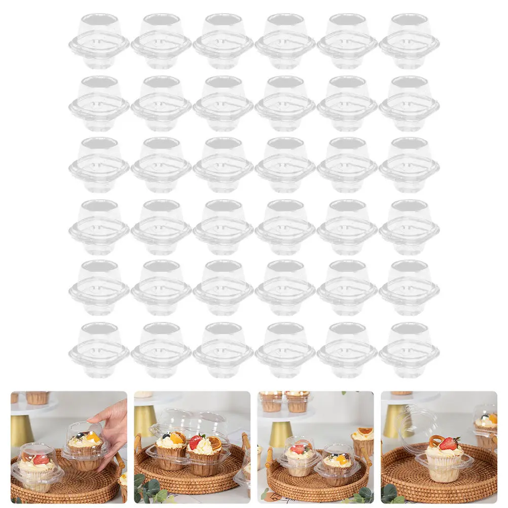 

100Pcs Clear Cake Boxes Transparent Plastic Dessert Holders Easy Assemble Cupcake Containers for Bakery Packing Gift Packaging