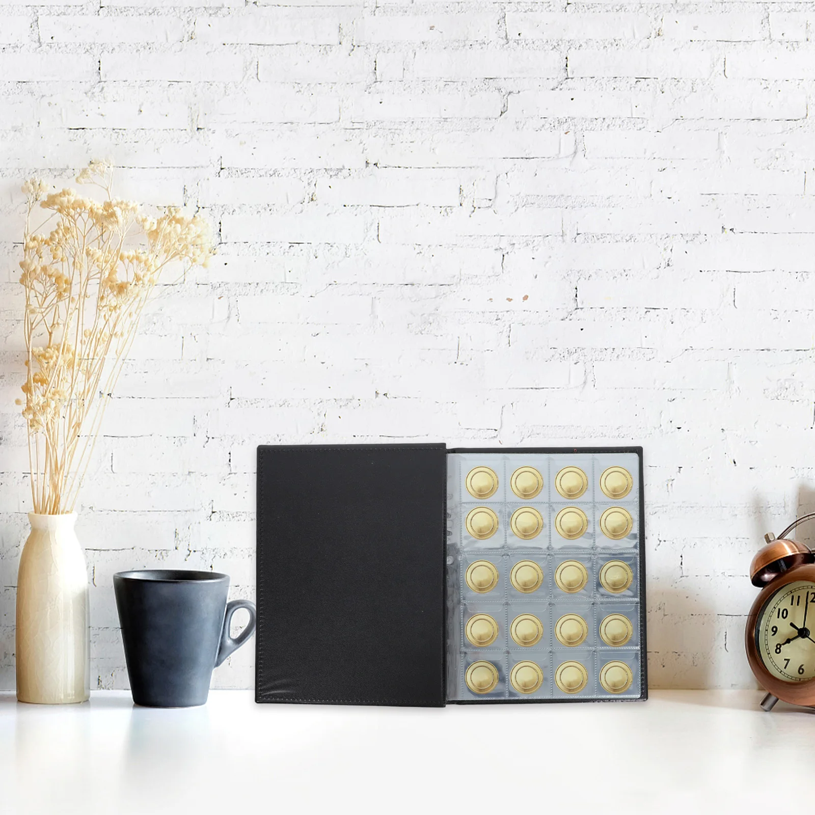 

Silver Coin Collection Book Currency Album for Foreign Money Folder Decorative Holder Organizer PU Plastic Transparent Sides