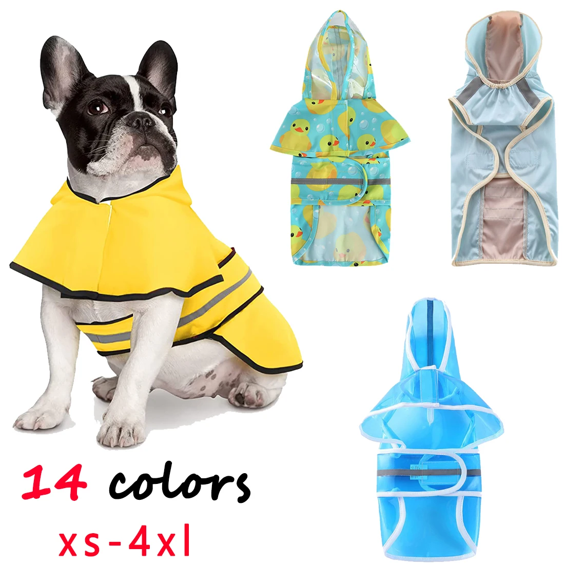 Reflective Raincoat for Dog, Waterproof Raincoat, Slicker Poncho, Puppy, Golden Retriever, French Bulldog, Pug