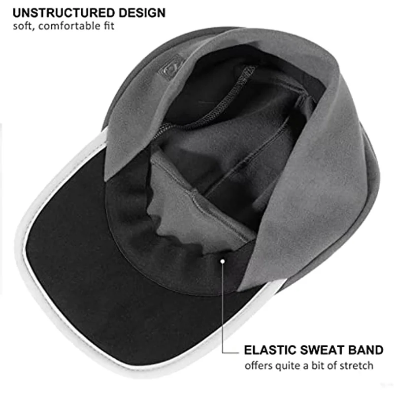 GADIEMKENSD Fleece Baseball Cap with Drop Down Ear Warmer, Foldable Reflective Winter Run Hat Unisex M25 56-59cm M25