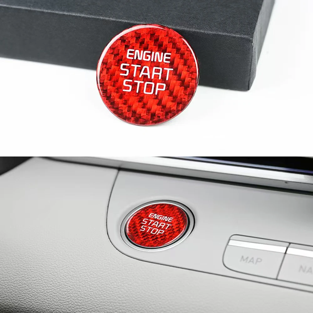 Real Carbon Fiber Black Red Engine Start Stop Button Cover For Hyundai Elantra CN7 CN7 N-Interior Accessory