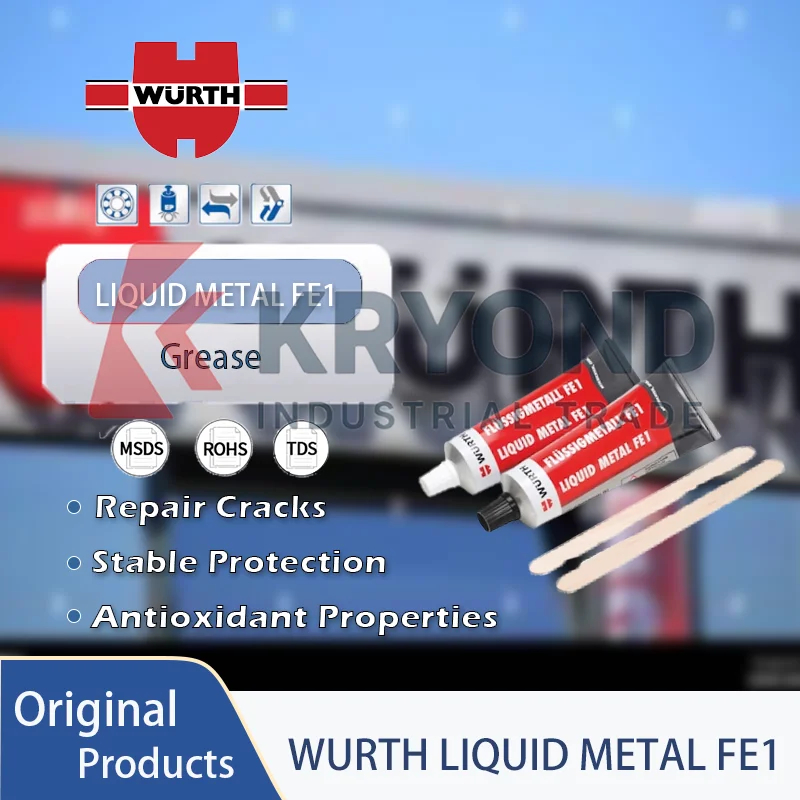 Wurth Liquid Metal FE1 Adhesivo de reparación de metales epoxi compuesto reforzado de acero de dos componentes para tuberías y mantenimiento de maquinaria