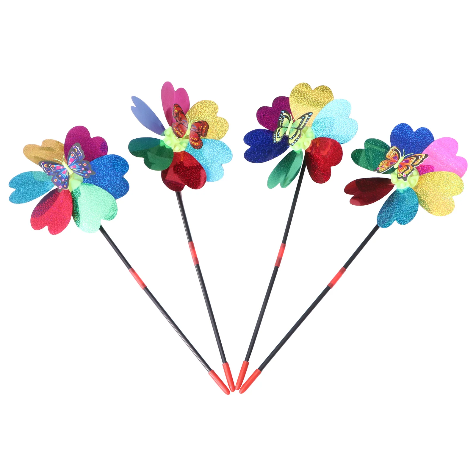 4 PCS Sequin Butterfly Windmill Glitter Pin Wheel Spinners Kids Windmills Ornaments Children’s Toys Outdoor Pinwheel Sequins