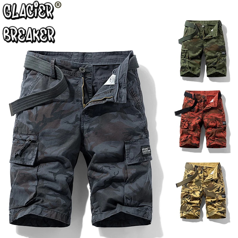 Pantalones cortos de camuflaje táctico para hombre, Shorts de carga militar, de algodón, holgados e informales, color caqui, novedad de verano, 2022