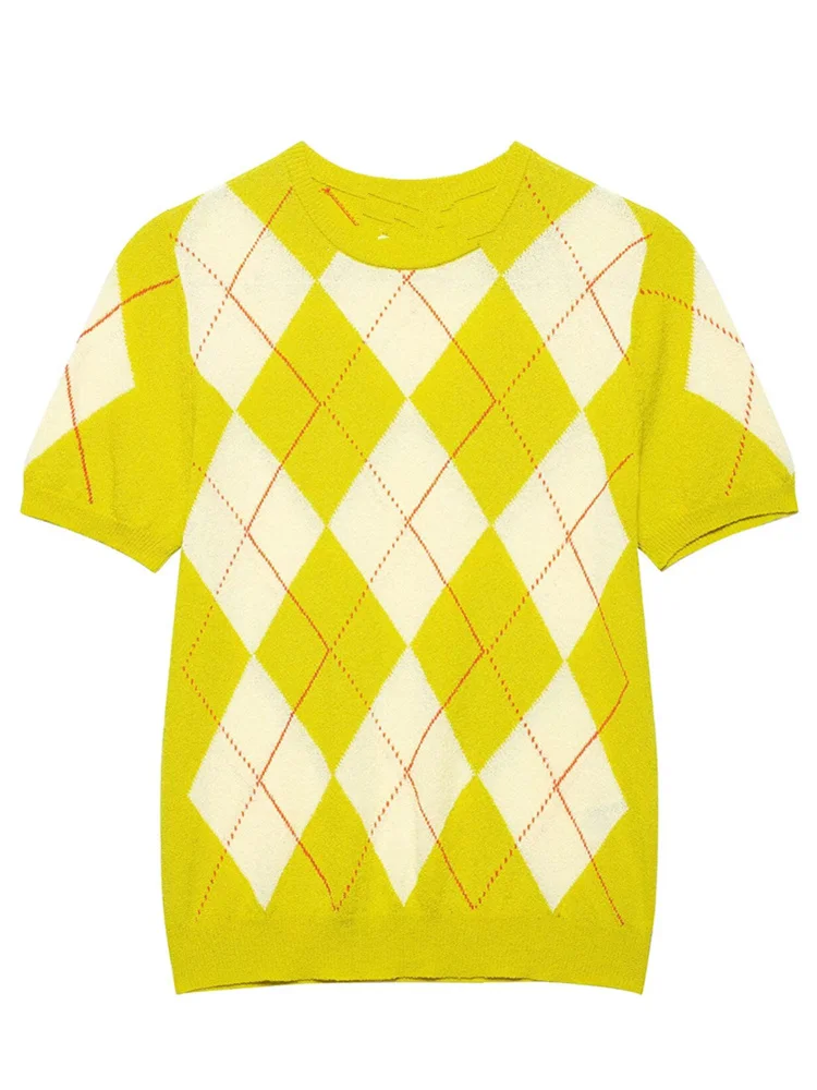 

Zevity новый женский модный вязаный свитер с текстурой бриллиантов женский шикарный повседневный пуловер с короткими рукавами и геометрическим рисунком пальто топы SW9036