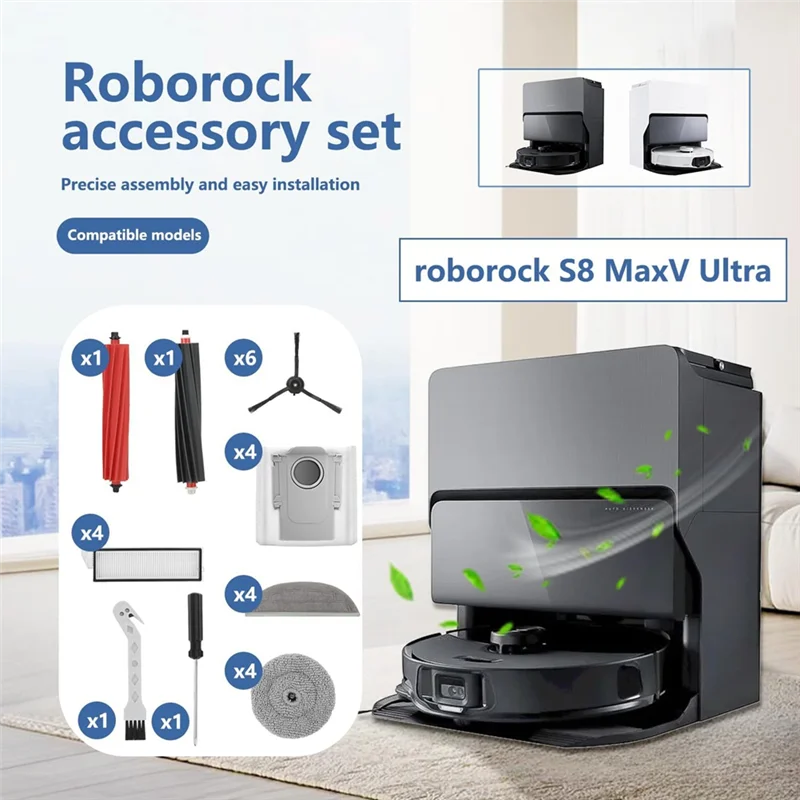 【Популярные】аксессуары для Roborock S8 Maxv Ultra, набор запасных частей с мешками для пыли, основной щеткой, фильтрами, салфетками