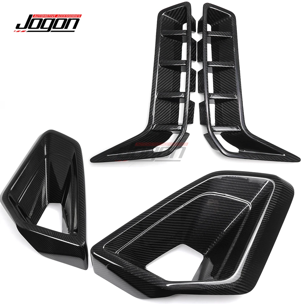 4Pcs Carbon Exterior Front Bumper Lower Vent Side Fender Air Inset Frame Cover Trim For BMW X5 G05 M60i LCI X5 M Sport 2023-2025