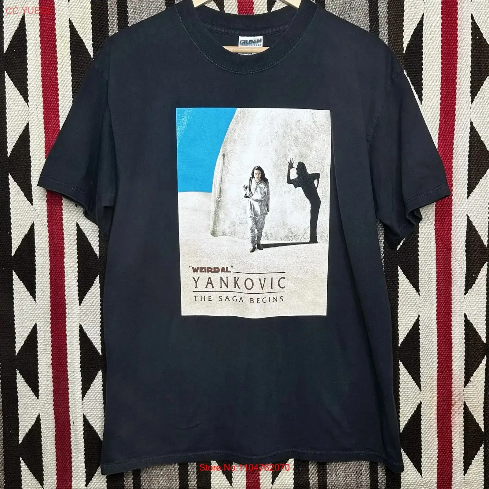 Camiseta Weird Al Yankovic The Saga Begins Tour T para hombre, talla L, negra, vintage, lavada, cómoda, unisex, ligeramente gráfica, transpirable