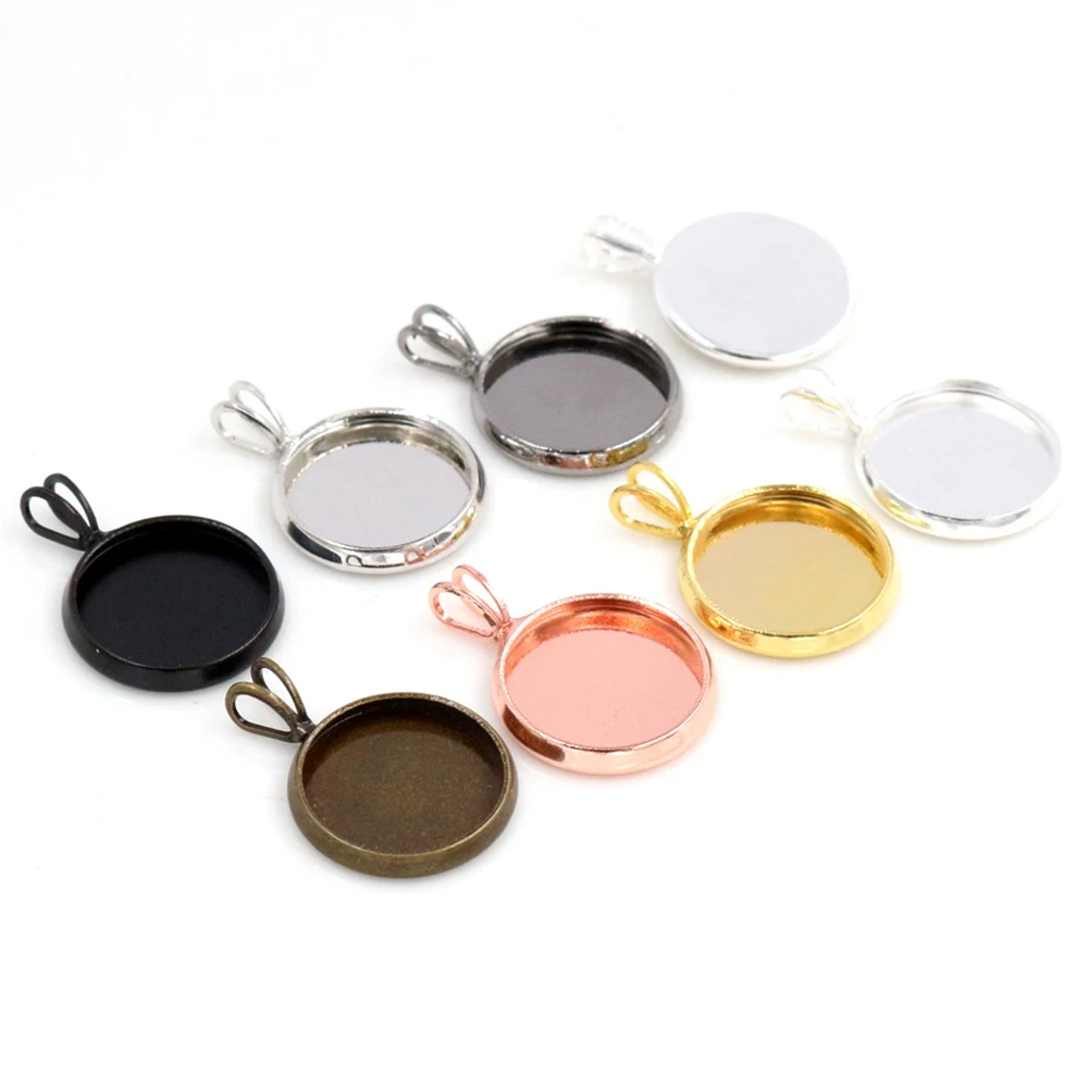 20 sztuk 12mm wewnętrzna rozmiar 6 kolory niklowany mosiądz materiał prosty styl kropla Cabochon baza Cameo ustawienie Charms wisiorek taca — zdjęcie 5
