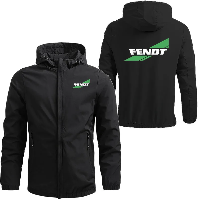 

Windproof Men's Jacket Outwear Tractor Fendt Print Casual Hooded Jacket HipHop Large Size M-5XL Zipper Outdoor Bomber Jacket