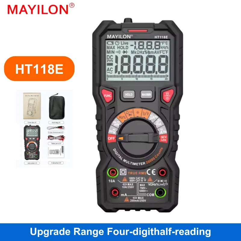 MAYILON HT118E High Precision Multimeter, Full Intelligent, Anti-burn Maintenance, Four-and-a-half-digit Multim