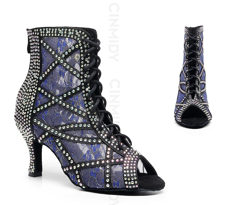CINMIDY Neue Modische Damen High-Top Tanzstiefel Weiche Sohle Komfort Ballroom Tango Salsa Latin Tanzschuhe Indoor Party Stiefel – Detail 12
