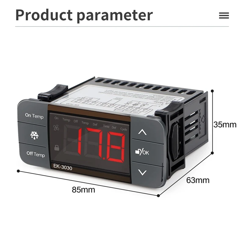 เครื่องควบคุมอุณหภูมิดิจิตอล220V สวิตช์ความร้อนเย็นตู้แช่เย็นเซนเซอร์ควบคุมอุณหภูมิละลายน้ำแข็ง