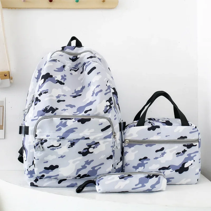 Meninas leve grande capacidade mochila camuflagem cor sólida crianças estudante coreano saco de escola versátil mochila multicamadas