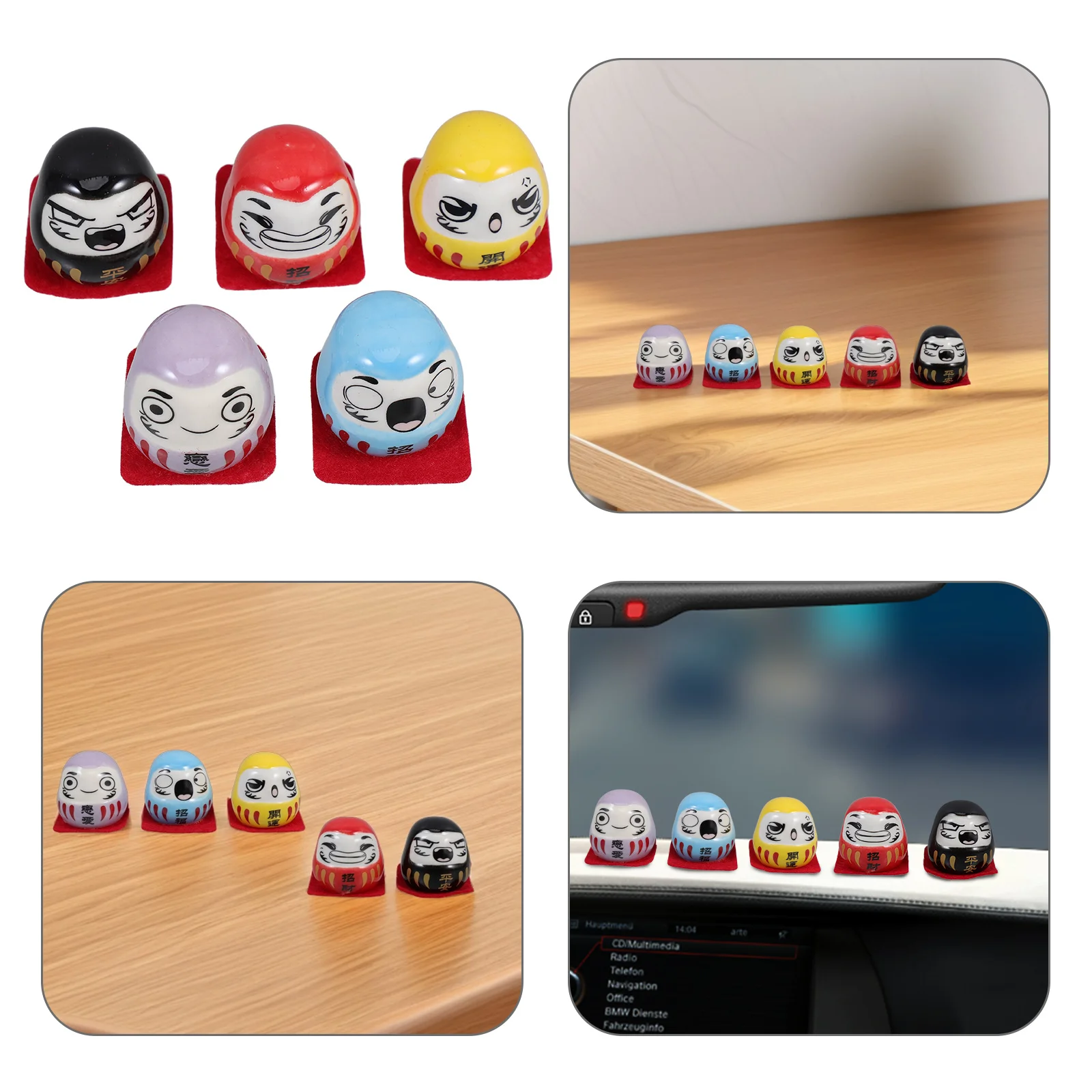 

5pcs Ceramic Japanese Style Mini Statue For Home Office Car Desk Decor Table Decoration Japanese Figurines