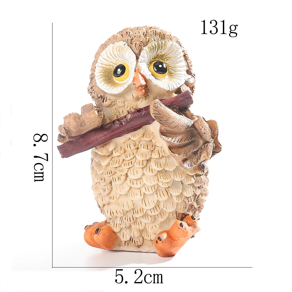 

Miniature Figurine Owl Bird Animal Flute Music Resin Craft Ornament Fairy Garden Landscape Doll Toy Child Gift Photo Props Decor