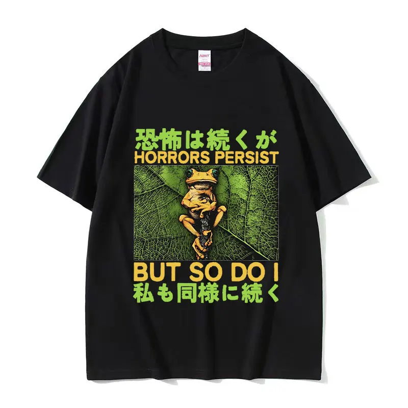 Japanese The Horrors Frog Vintage Graphic T Shirts Men Women Fashion Gothic Clothing T-shirt Casual 100% Cotton Oversized Tshirt