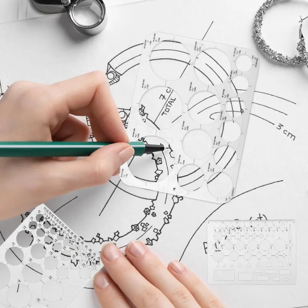 

3Pcs 3 Sizes Round Templates Transparent DIY Multifunctional Geometric Ruler Multi-use Creativity Circle Drawing Tool