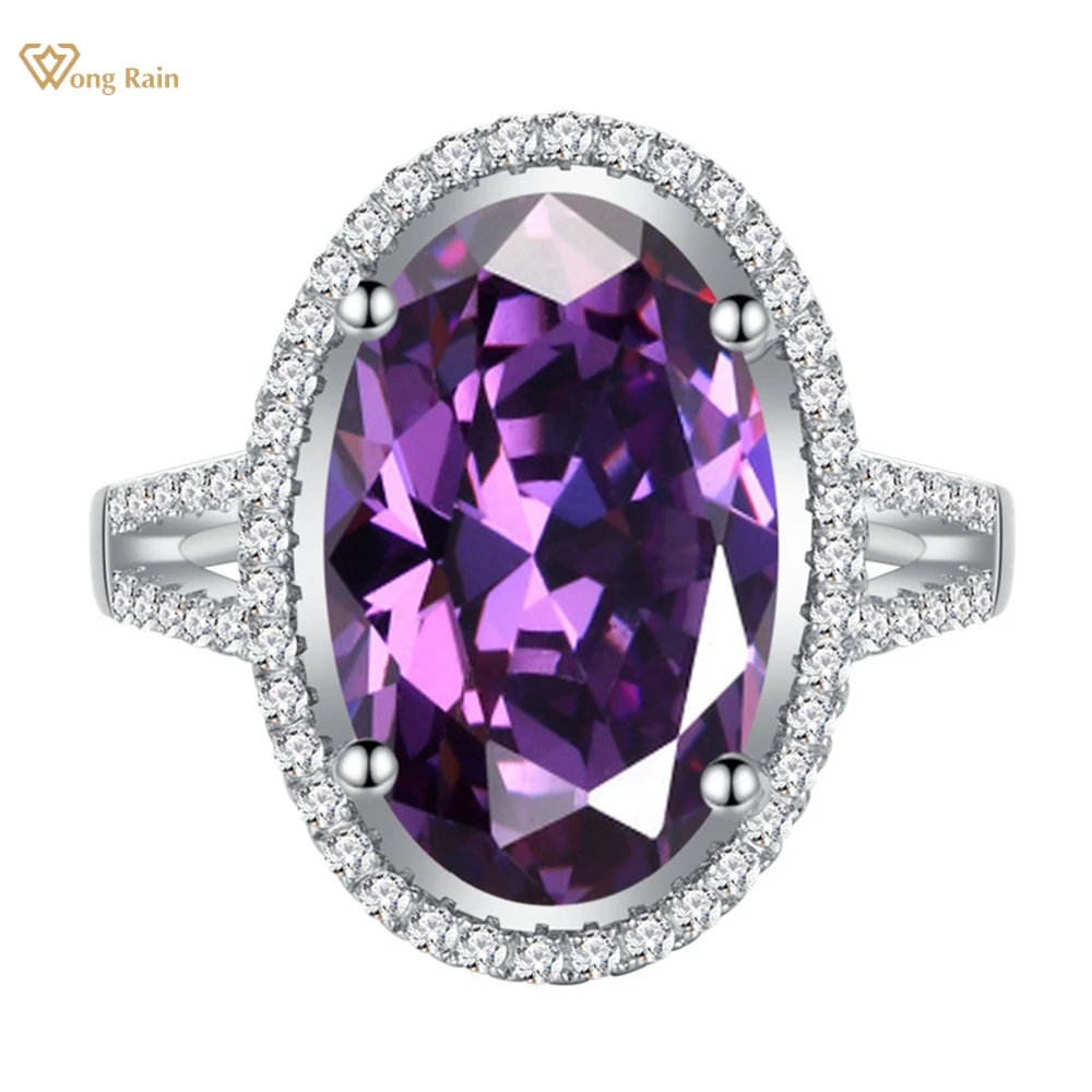 

Wong Rain 925 Sterling Silver Oval Cut 10*16MM Amethyst Gemstone Fine Vintage Ring for Women Engagement Jewelry Gifts Wholesale