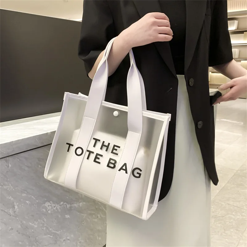 Summer Tote Bag Large Capacity Casual Ita Handbag Women Fashion Pvc Letter Handbags Luxury Design Beach Square Shopper Purse New