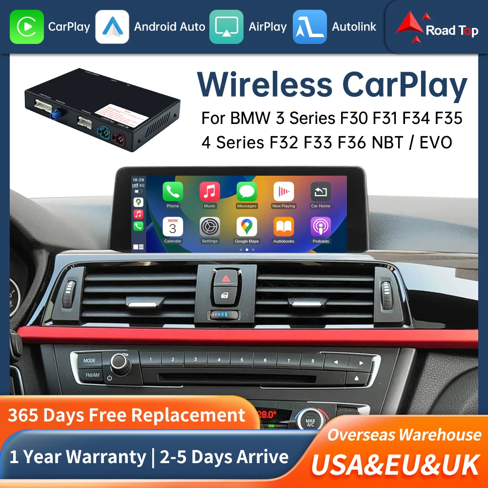 Image of Road Top Wireless Carplay Decoder Interface für BMW 3er 4er Serie F30 F31 F32 F33 F34 F35 F36 2011-2016 mit AirPlay Mirror Link