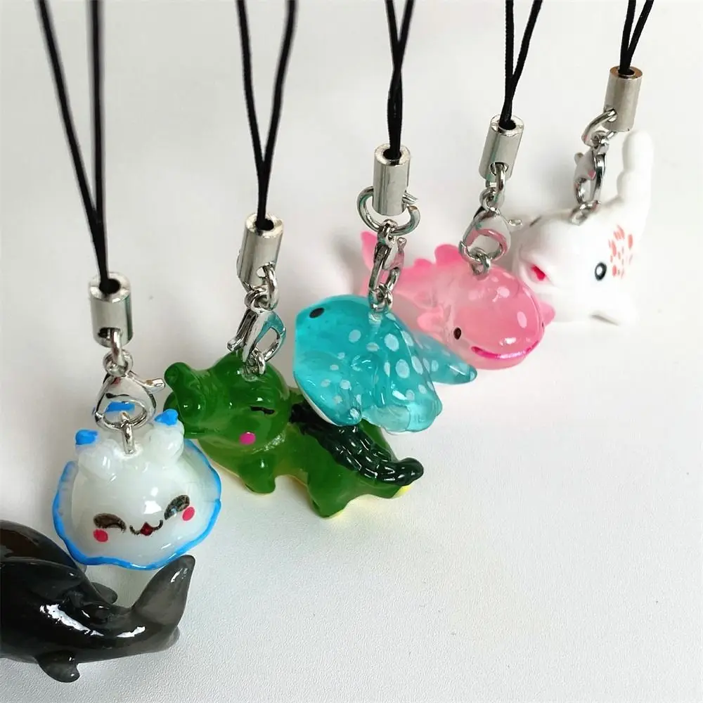 Aesthetic Sea Creature Fish Phone Chain Blue Shark Sea Hare Phone Lanyard Handmade Black Whale Jelly Shark Keychain Phone Charms