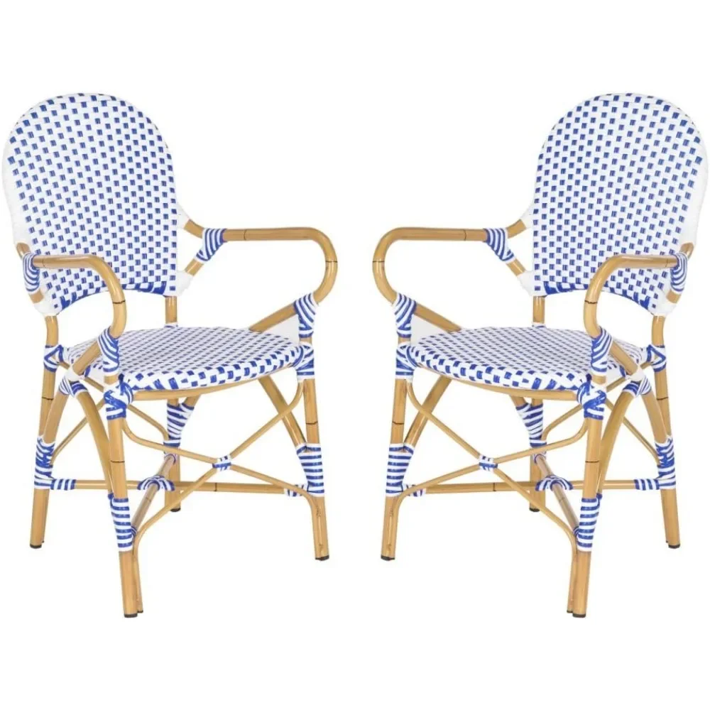 Home Collection Hooper Blue & White Indoor-Outdoor Stacking Arm Chair