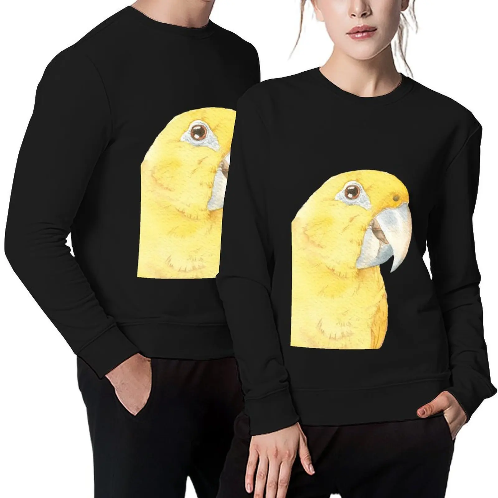 

golden conure watercolor ararajuba painting Pullover tracksuits men clothing autumn clothes mens clothes sweatshirt
