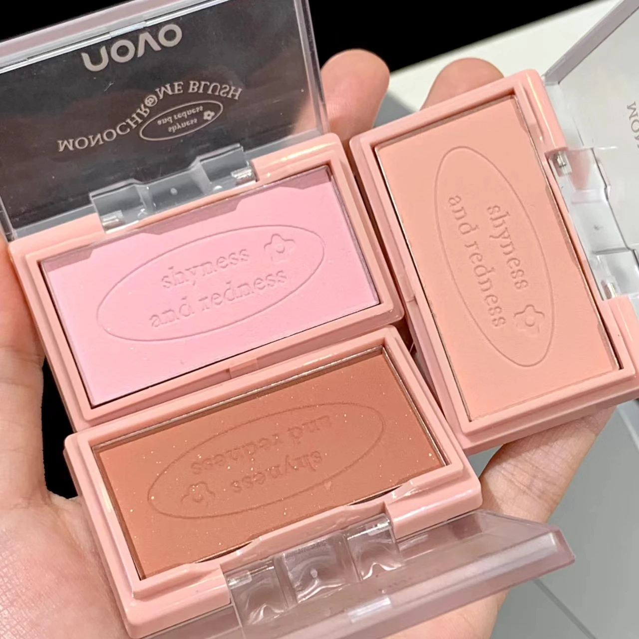 Blusher de Névoa Suave Monocromática, Sombra Matte Velvet, Longa Duração, Maquiagem Rosto Impermeável, 6 Cores, Rosa, Pêssego