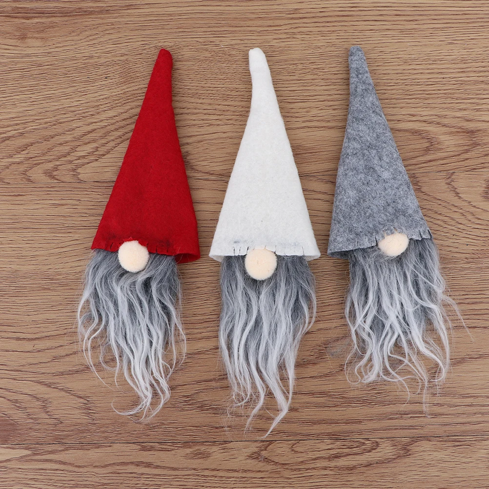 

12 Pcs Christmas Hat Bottle Covers Decorative Non Woven Fit Most Bottles Accessories Party Decorations Christmas