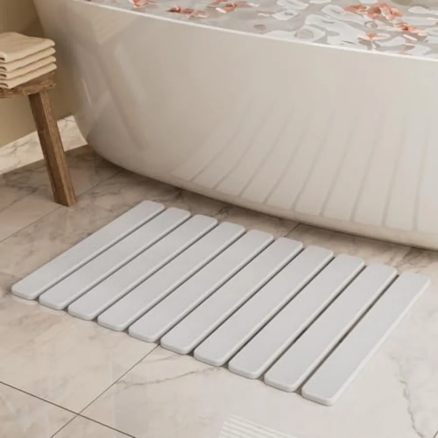 

Foldable Stone Bath Mat Quick Dry Stone Drying Mats for Bathroom Super Absorbent Bath Mat Non Slip Large Diatomaceous Earth Dis