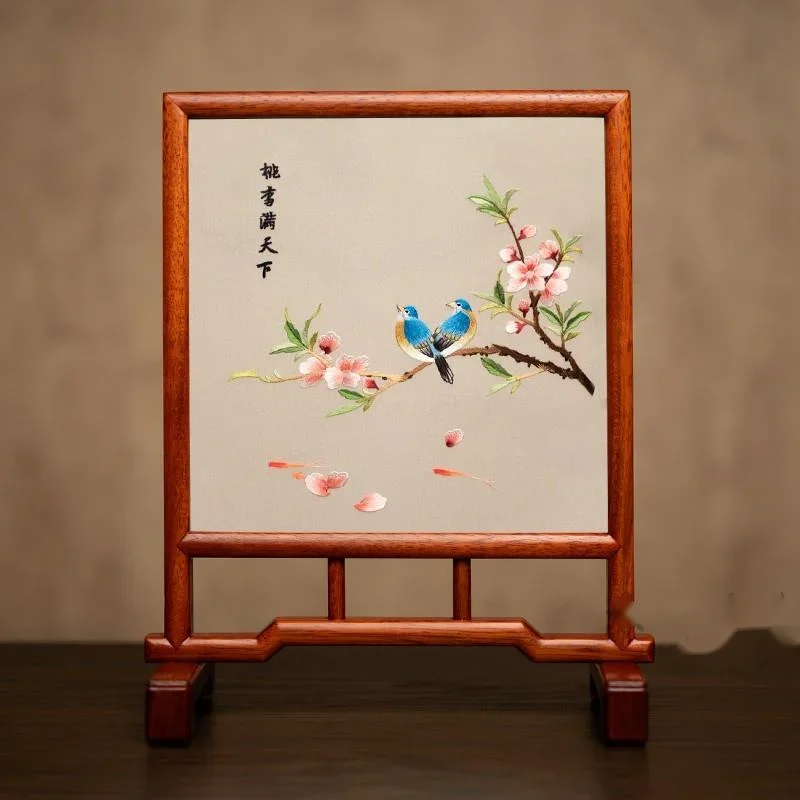 

Beautiful Chinese Desktop Small Screen Home Embroidery Ornaments Gift Suzhou Double-sided Embroidered Screen Decoration