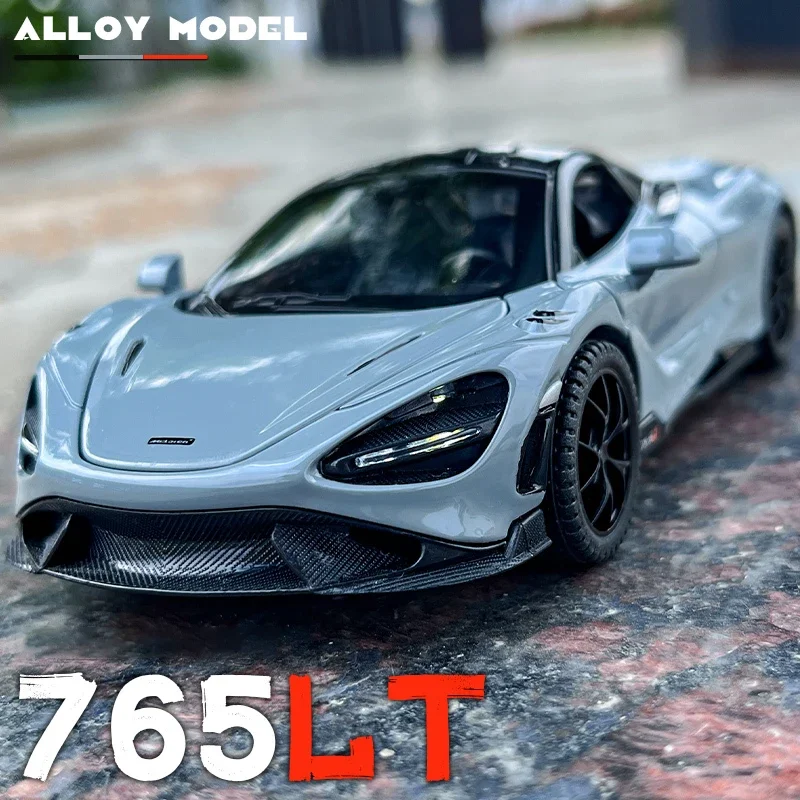 

1:32 McLaren 765LT Supercar литой и игрушечный автомобиль, металлическая Игрушечная модель автомобиля со звуком и фотоколлекцией игрушек
