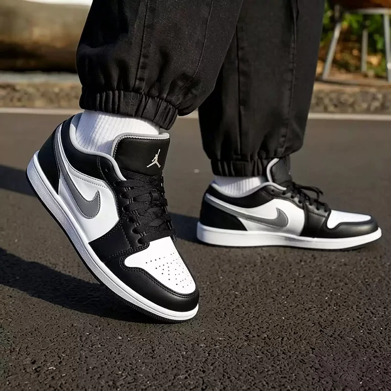 Nike Jordan Air Jordan 1 Low Shadow Grey Leather Casual Skate Shoes Hombres Mujeres Zapatillas de baloncesto 553558-040
