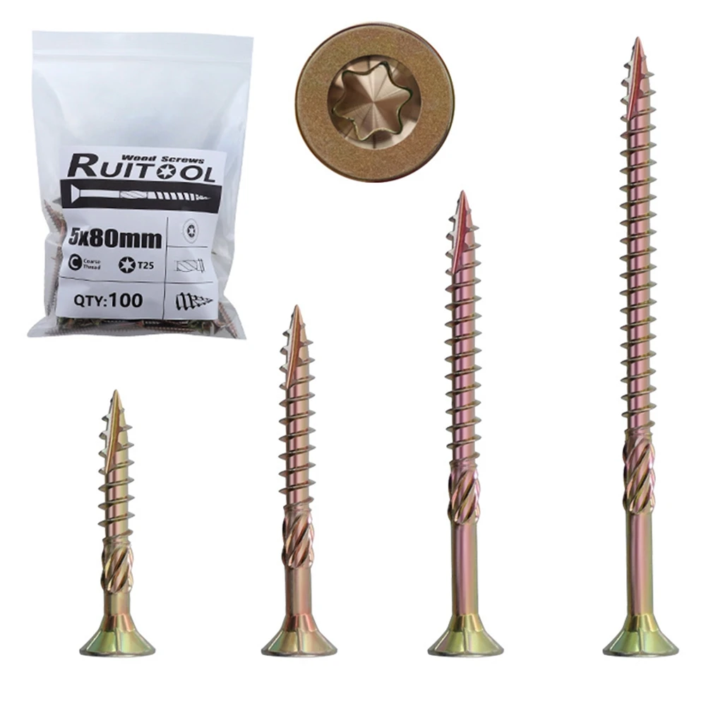 

100 PCS Torx Metal Binding Hardware Deck Woodworking Supplies T25 Screws Fastener Screws