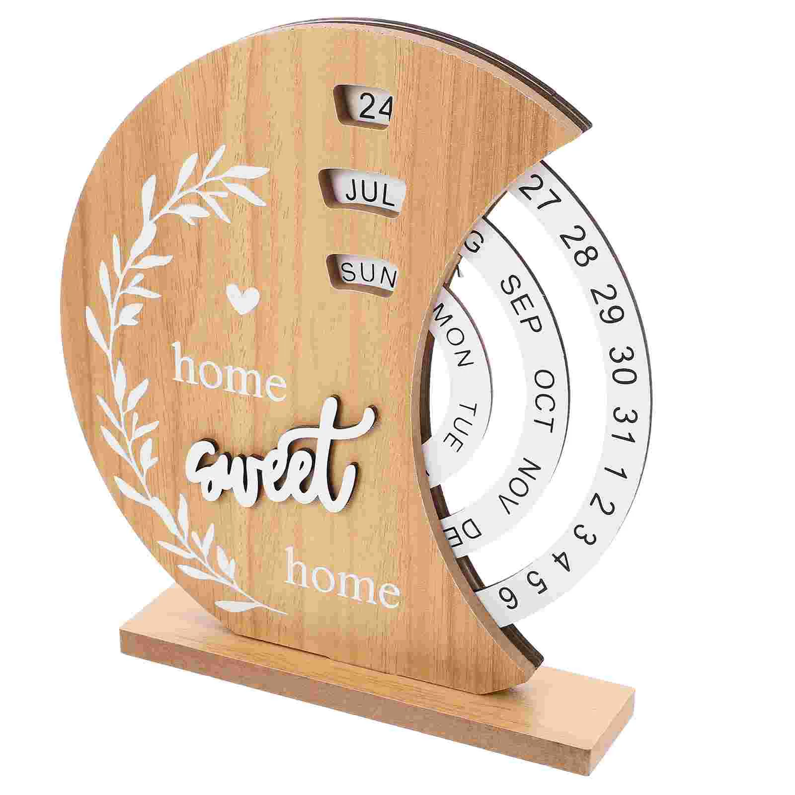 

Moon Perpetual Calendar Rotating Block Turn The Page Wooden Manual Rotatable Office